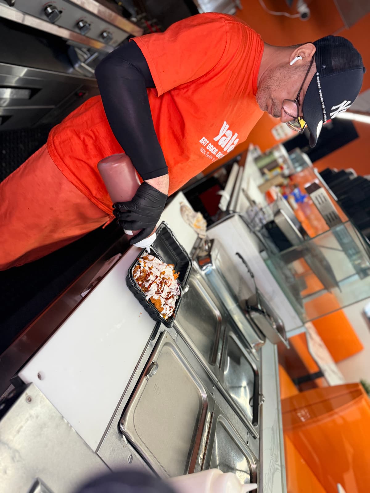 Orange apron close-up