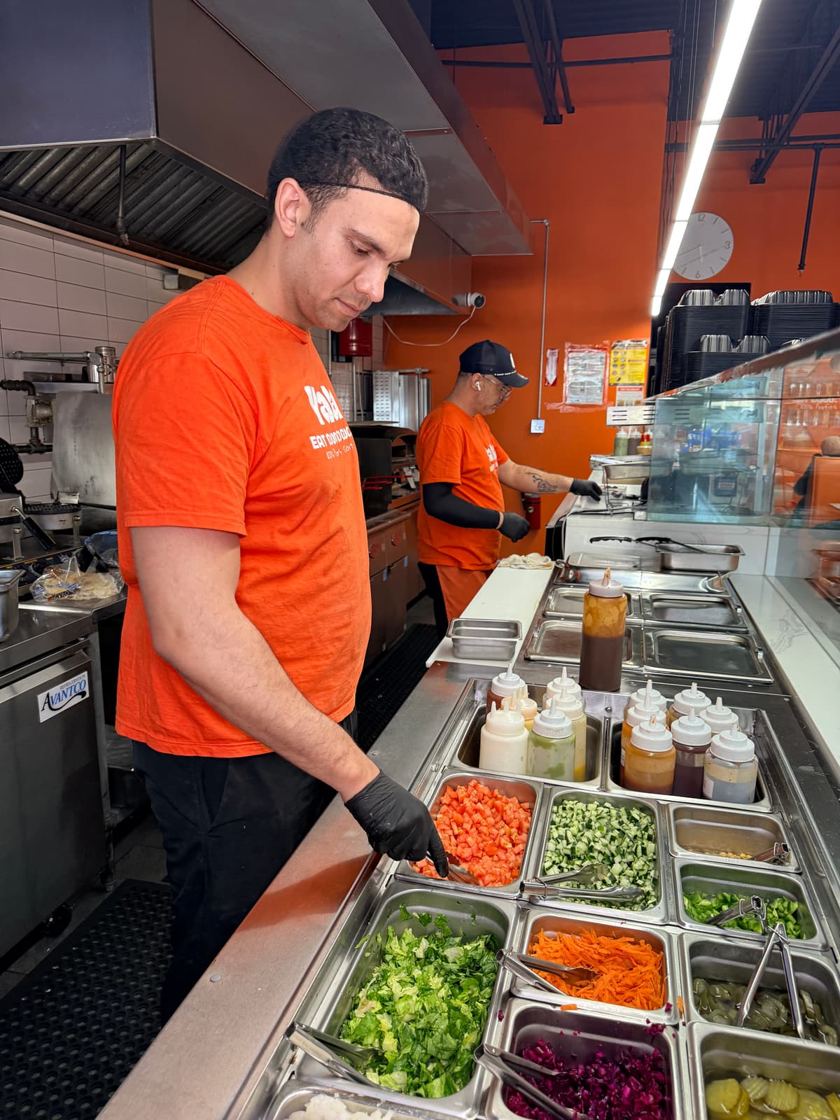 Orange staff shirts - back view